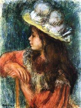 Огюст Ренуар 'Девочка в белой шляпе' (1884)