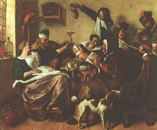 Ян Стен. 'Старик поет - молодые подпевают' (1663)