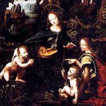 'Мадонна в скалах' Леонардо да Винчи и ученики (1495-97)